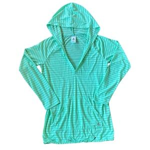 ADIDAS mint green lightweight semi sheer pullover hoodie size small